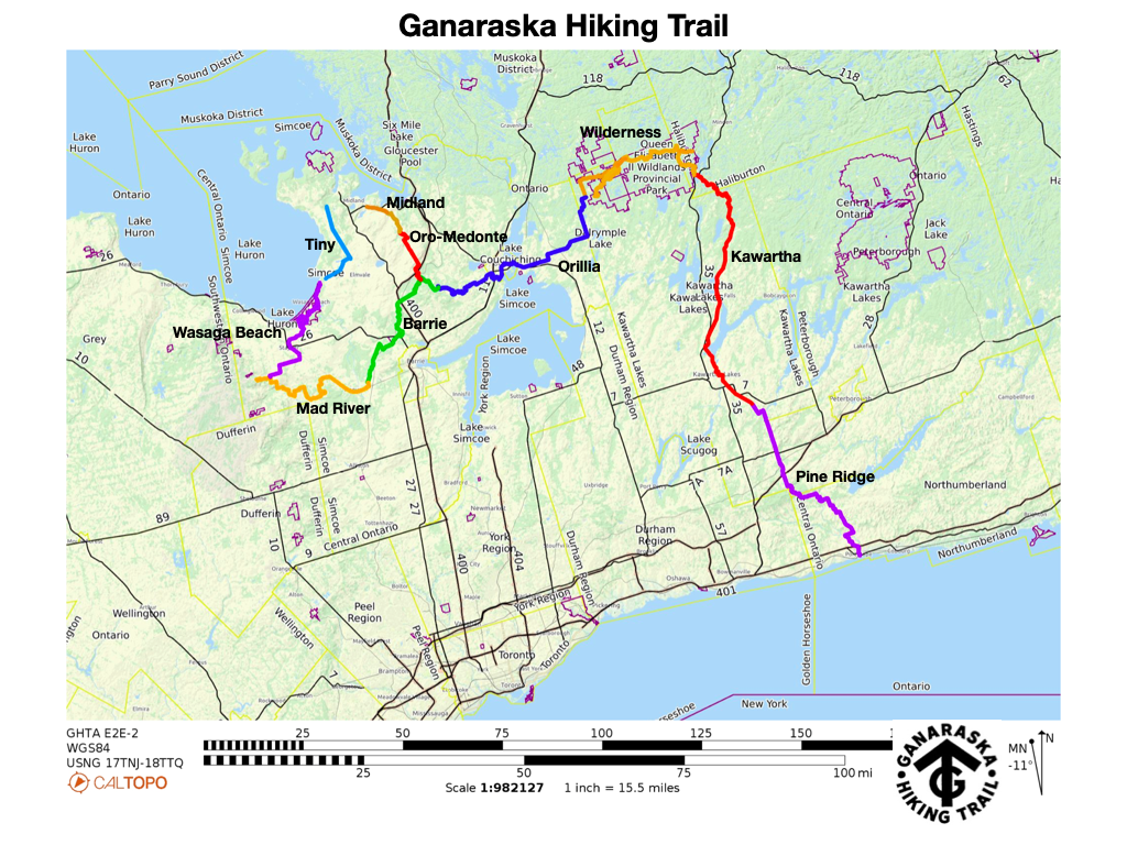Map of the Ganaraska Hiking Trail